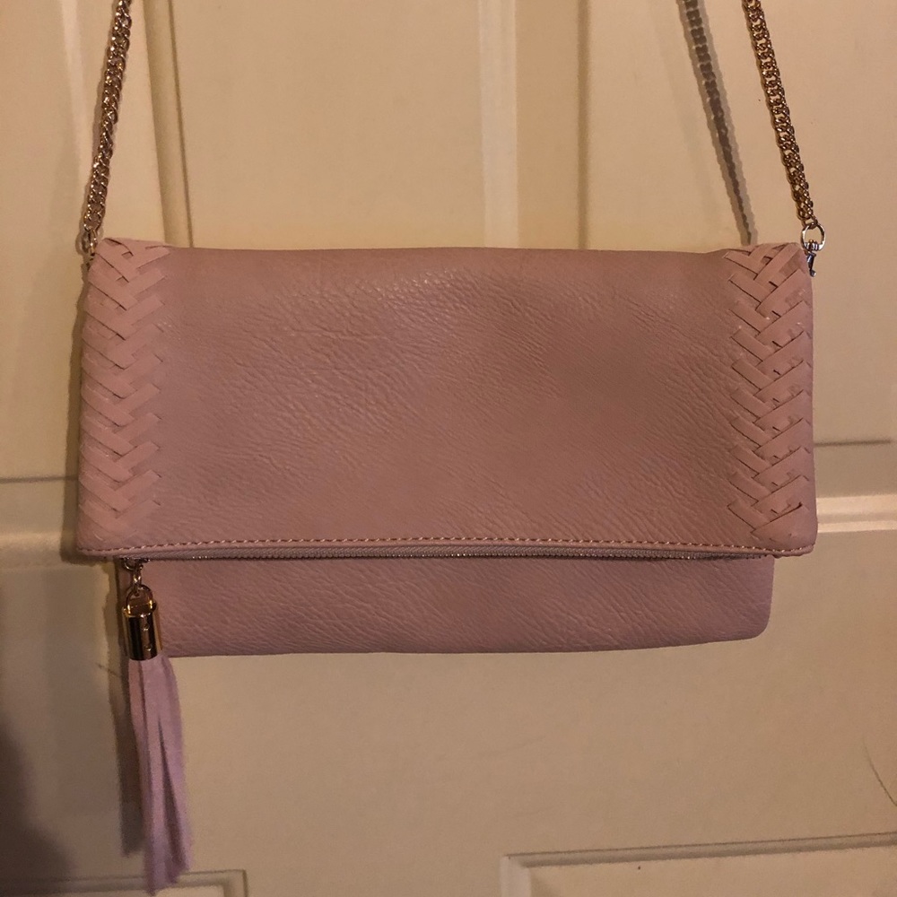 Blush pink with gold chain shoulder purse
